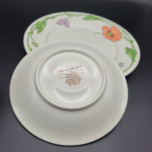 Villeroy Boch set of three (3) Amapola Tea Cup+Saucer+salad plate W.Germany new - Picture 9 of 12